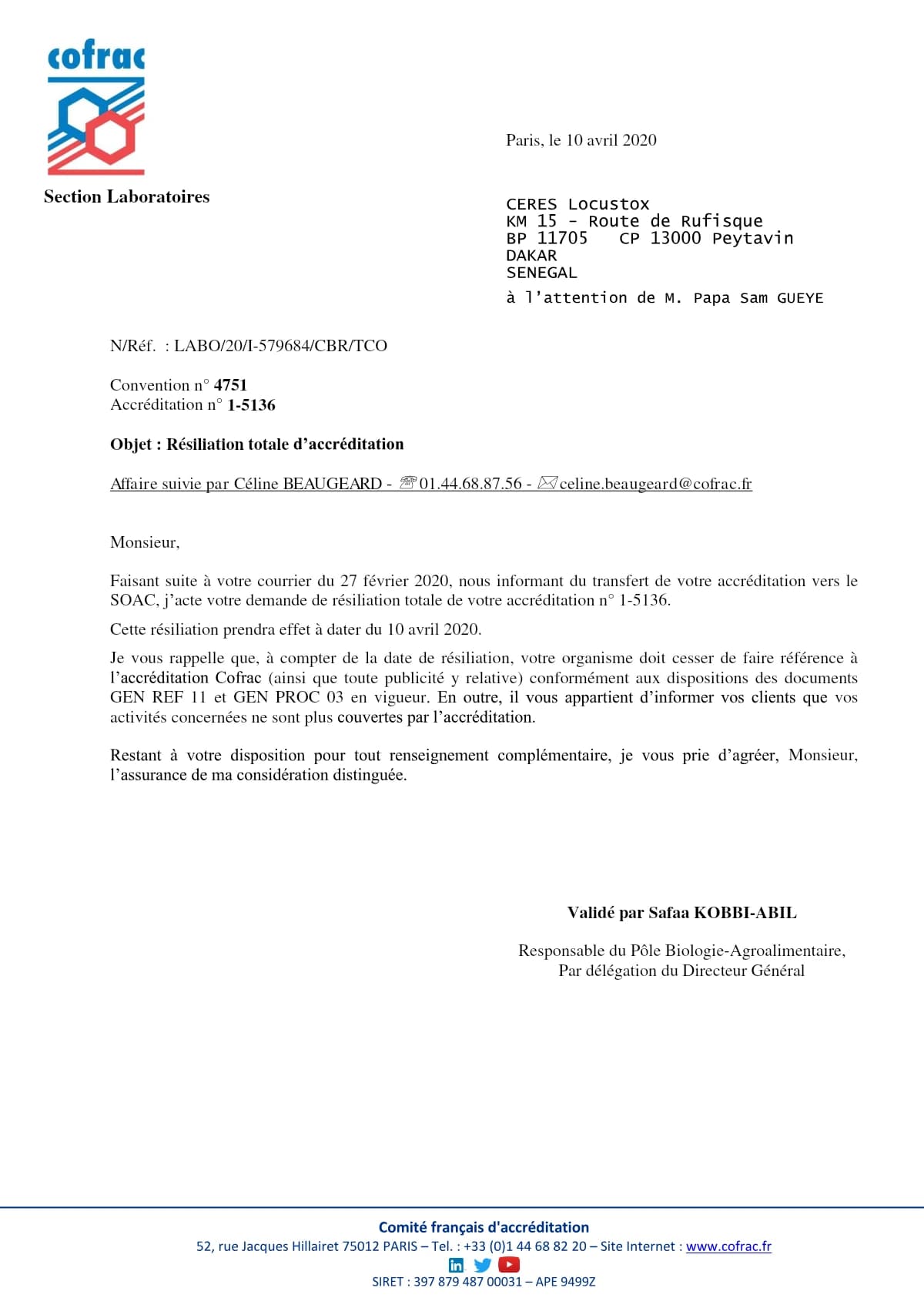 Couverture générée depuis le document : Résiliation totale d’accréditation