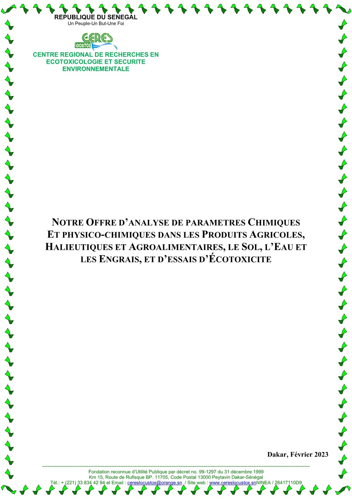 Couverture générée depuis le document : Offre d'analyses de paramètres chimiques physico-chimiques et écotoxicologiques_Février-2023_En vigueur