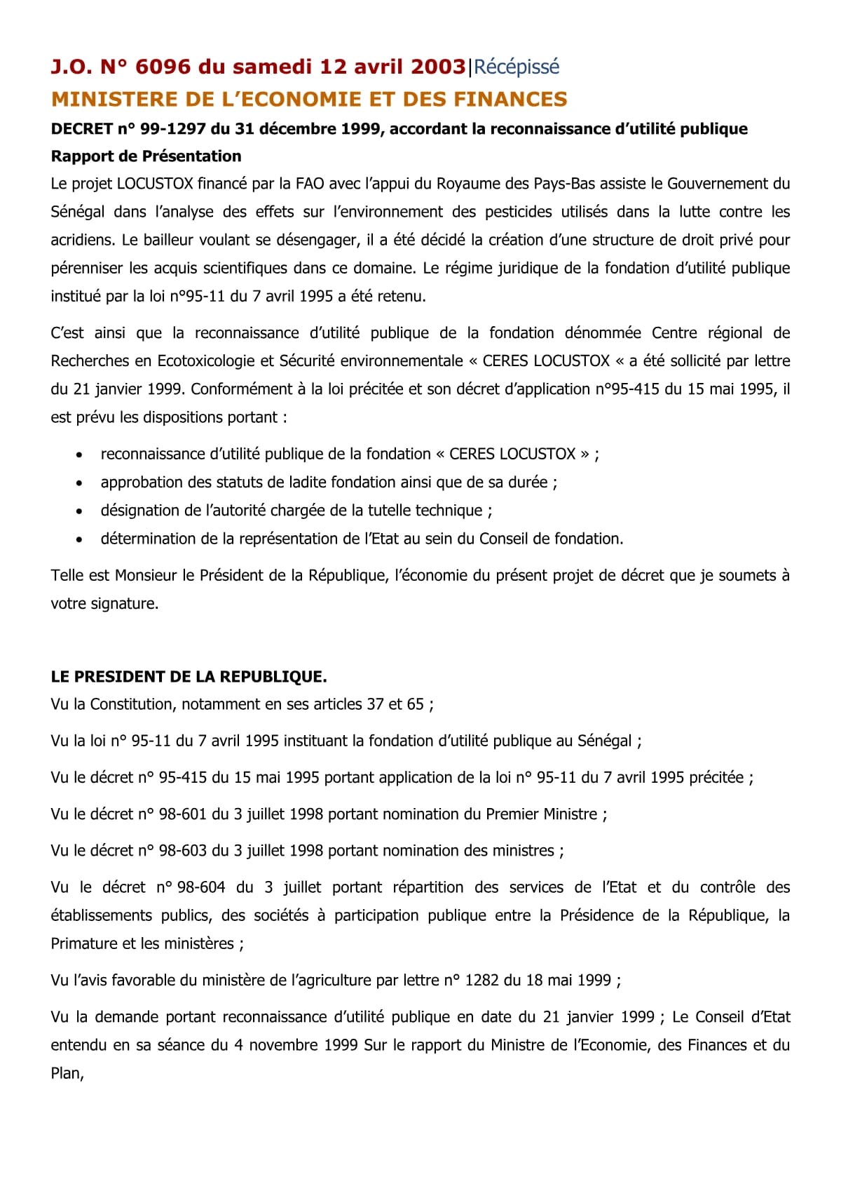 Couverture générée depuis le document : Décret accordant la reconnaissance