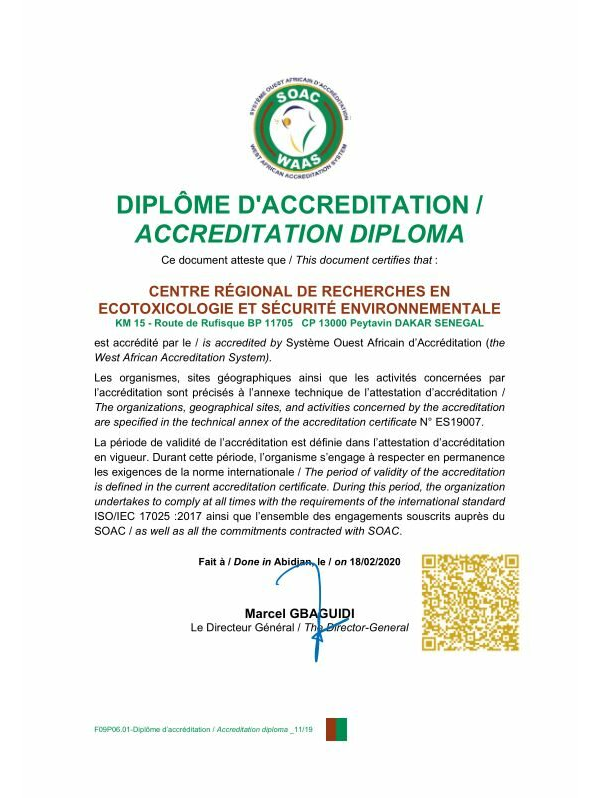 DIPLÔME D’ACCRÉDITATION / ACCREDITATION DIPLOMA