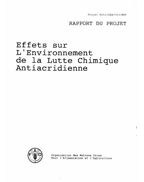 Effet sur l’Environnement de la Lutte Chimique Antiacridienne